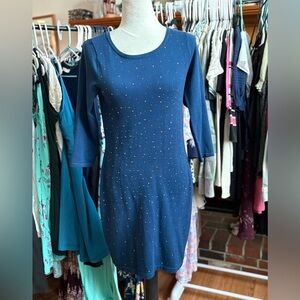 Design History Navy Dress with Studded Details